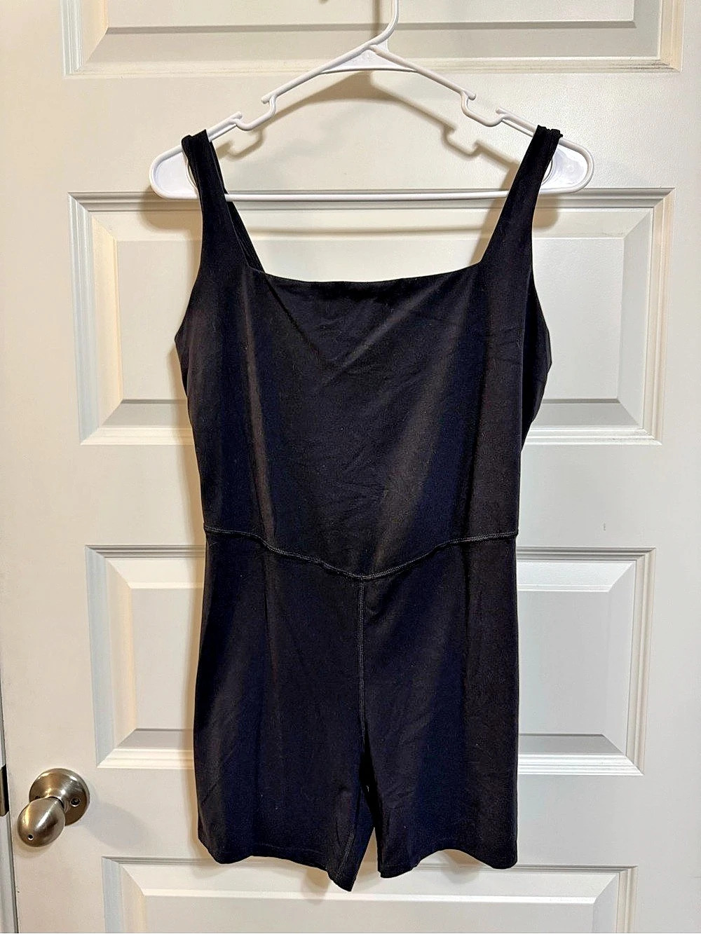 all in motion Women's Square Neck Active Romper Black Size Large